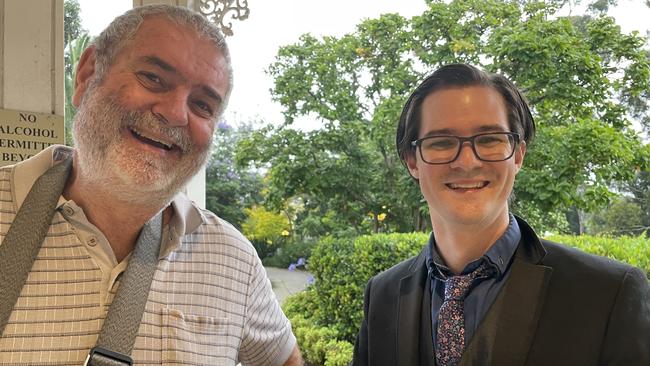 Former Castle Hill High School head maths teacher Terry Gainey with English teacher Daniel North.