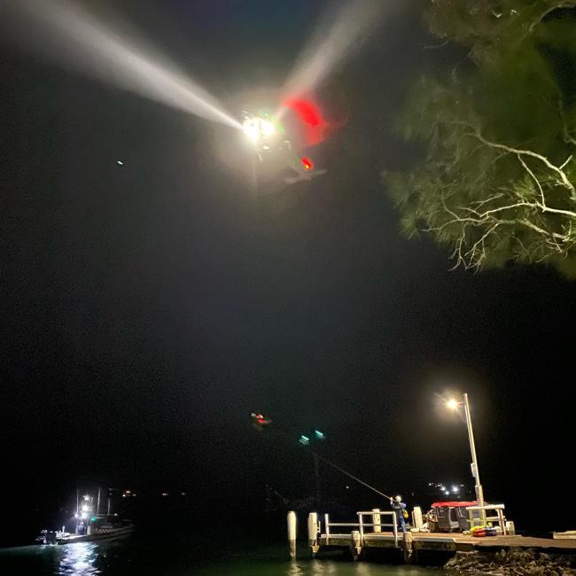 The NSW Ambulance rescue helicopter over Scotland Island. Picture: NSW Fire and Rescue Narrabeen