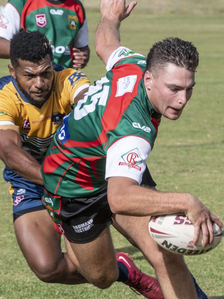 Jacob Little scores a try for Pittsworth.