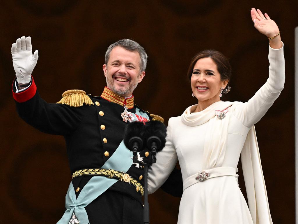 King Frederik X of Denmark and Queen Mary of Denmark greet from the balcony of Christiansborg Palace in Copenhagen, Denmark. Picture: AFP