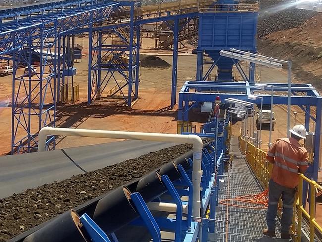 Conveyor with first feed at CuDeco Rocklands copper processing plant. Picture: Supplied