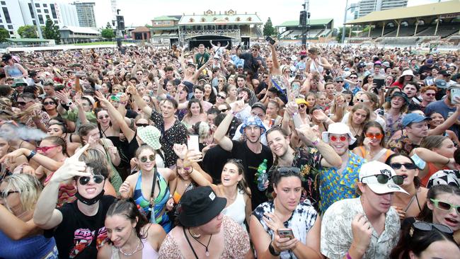 Since before Christmas, Queensland has been the best place in Australia to attend live music events without restrictions, as this crowd at Wildlands Festival on December 26 shows. Picture: Steve Pohlner