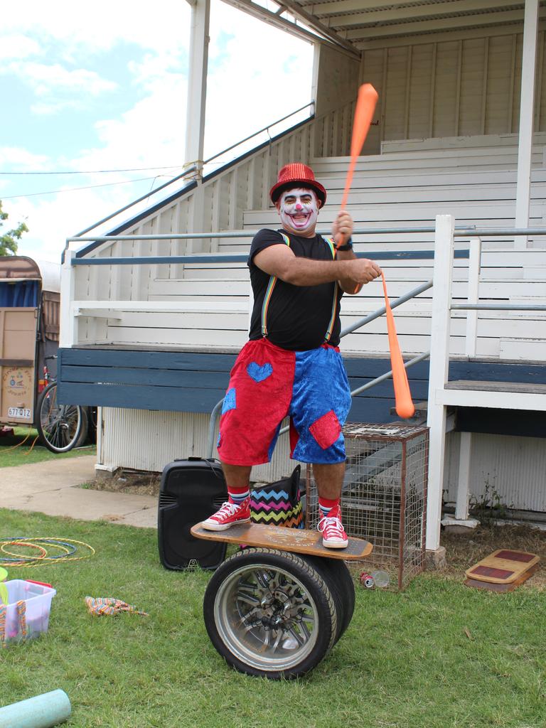 Monto based performer Tyrone O'Reilly putting on a show at the Murgon Show. Photo: Laura Blackmore