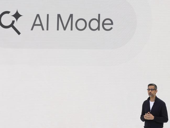 Alphabet CEO Sundar Pichai speaks at a Google I/O event in Mountain View, California. Picture: AP Photo/Jeff Chiu