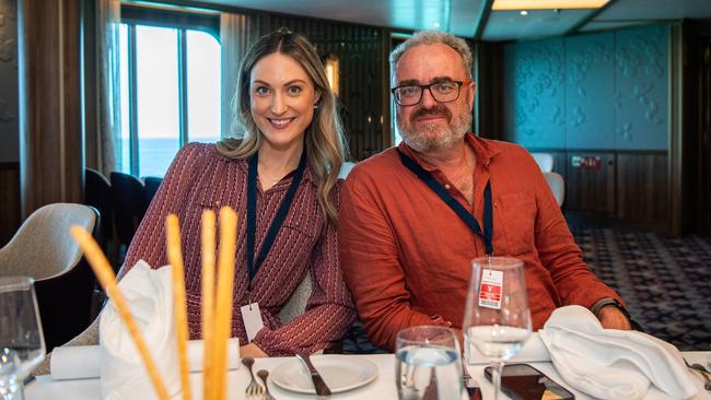 Alexandra Ward and Adam steer during the visit of the luxury cruise ship Seabourn Pursuit as it arrives Darwin Port for the first time this year for its first season in the Kimberleys. Picture: Pema Tamang Pakhrin