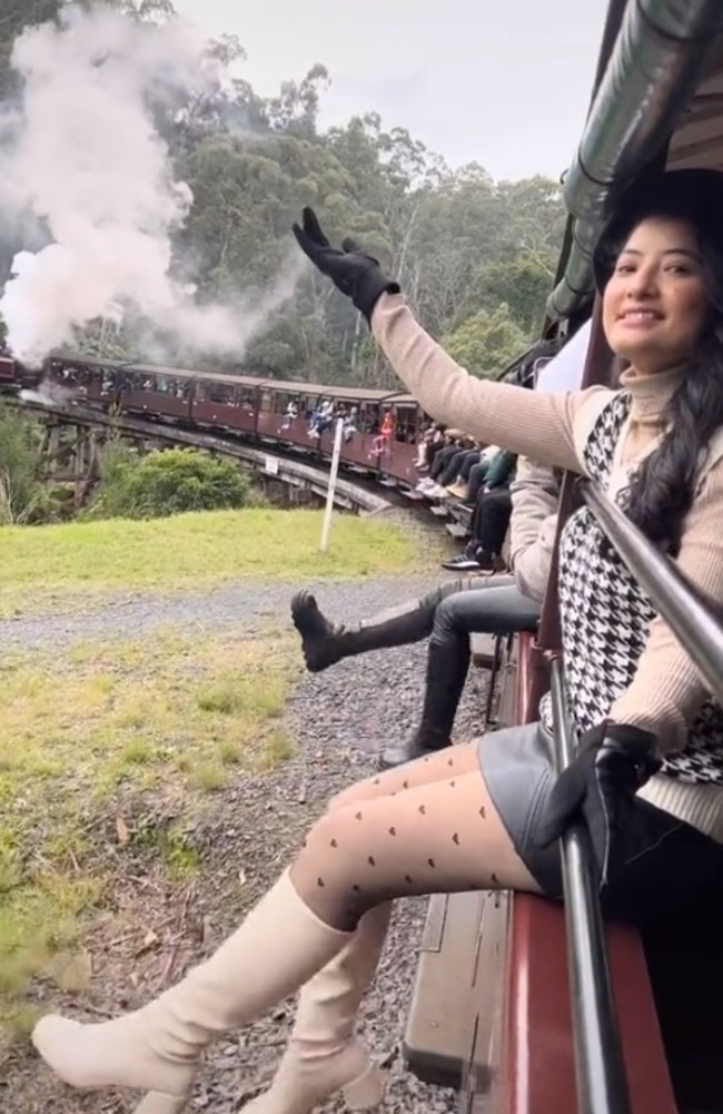 Puffing Billy train ride in stunning landscapes and lush greenery of the Dandenong Ranges in Melbourne goes viral. Picture: TikTok/prettylittleliar971