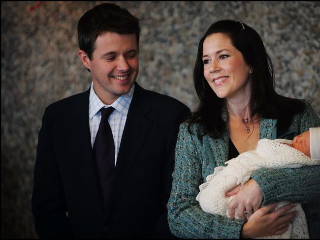 The couple announce the birth of their son, and heir to the throne, Prince Christian at Fredensborg Castle. Picture: Getty Images