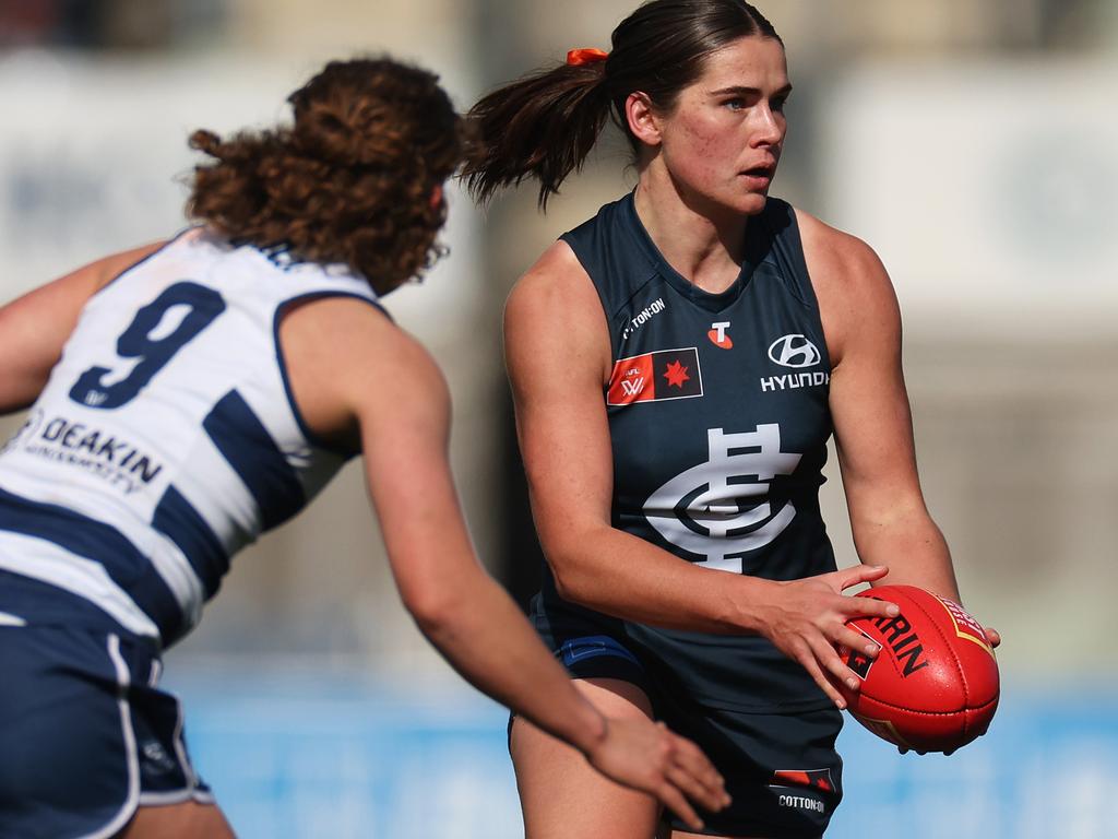 Guerin looks for an option against Geelong. Picture: Daniel Pockett/Getty Images