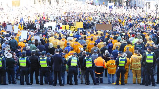 Farmer rallied at state parliament last week against the tax.