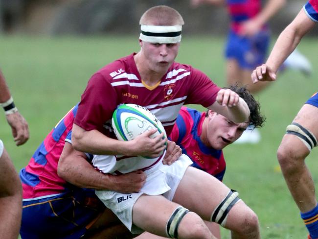 No.7 Max Hurwood plays of St Peters Lutheran College. Picture: AAP/Steve Pohlner