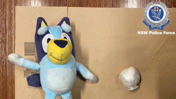 A drug-laden "Bluey" children's toy was among the items seized during a cross-border operation by NSW and ACT Police. Picture: NSW Police