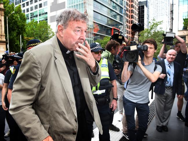 George Pell arriving at the Melbourne County Court in February this year. Picture: Tony Gough