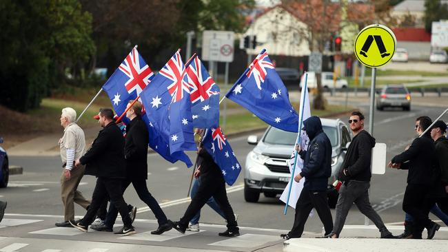 Just one woman was among the group. Picture: Sam Ruttyn