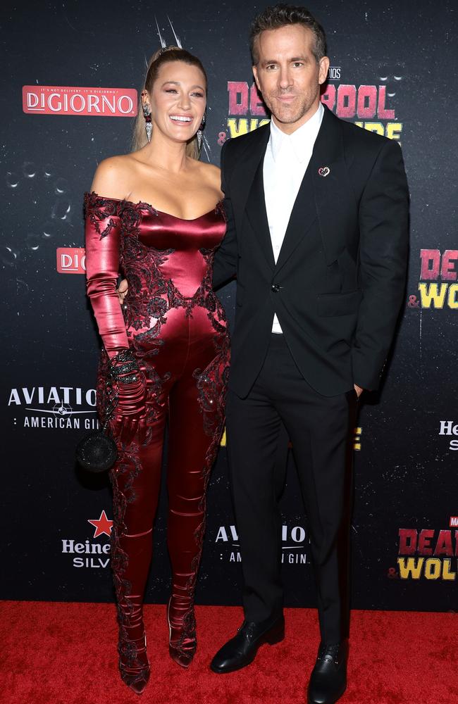 Blake Lively and Ryan Reynolds attend the <i>Deadpool &amp; Wolverine</i> premiere in New York on July 22. Picture: Dimitrios Kambouris/Getty Images