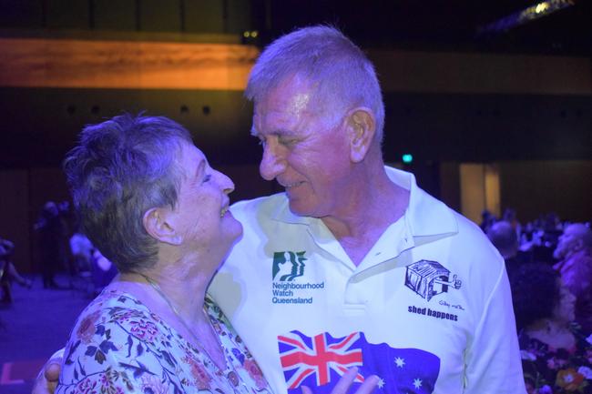Linda Cowell with her husband and Mackay Citizen of the Year Frank Cowell at the Mackay Australia Day awards at the MECC on January 25, 2022. Picture: Lillian Watkins