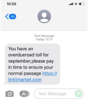 The texts direct customers to click a short URL and then takes them to a ‘very convincing’ fake Linkt website. Picture: Linkt