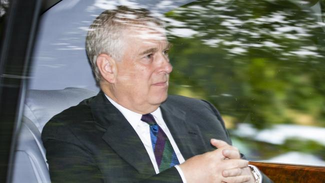 Prince Andrew is driven from Crathie Kirk Church following a service near Balmoral Castle on August 11, 2019. Picture: Duncan McGlynn/Getty