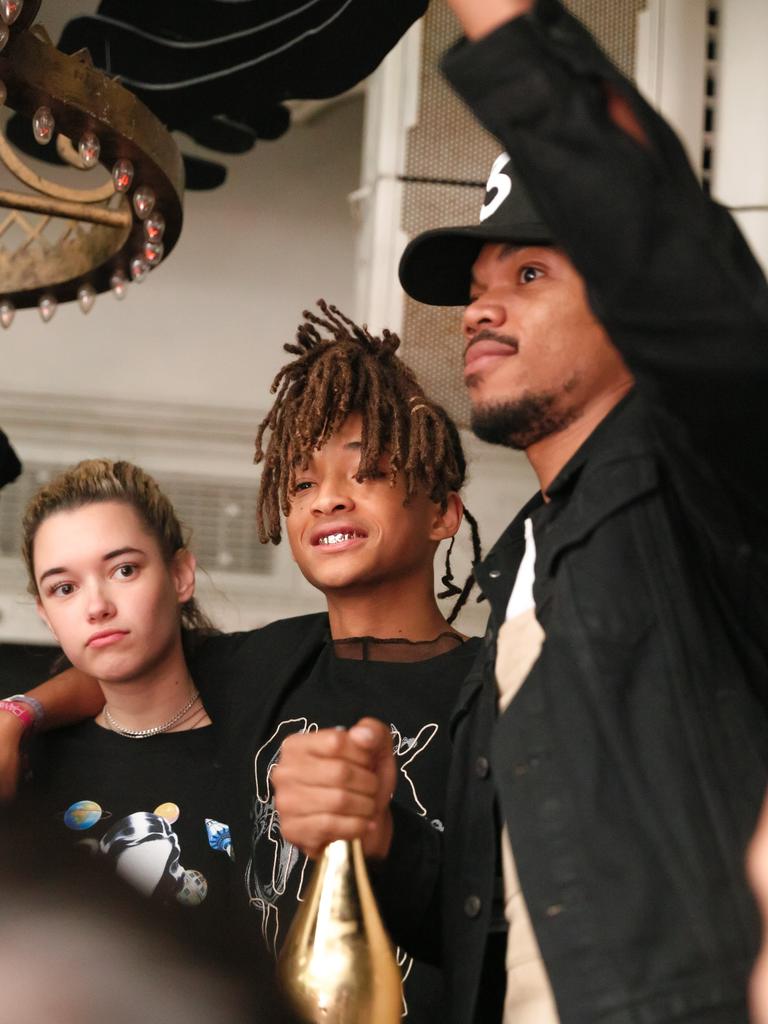 Jaden Smith and Chance attend Rihanna’s Vanguard Award celebration at Up and Down nightclub in New York City. Picture: Splash