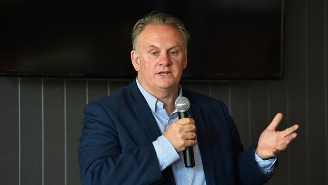 Former ALP leader Mark Latham is seen at the Liberal Democratic Party election launch for the seat of Longman at the Club Tavern in Caboolture, Saturday, July 21, 2018. Mr Latham launched the campaign of Liberal Democratic Party's candidate Lloyd Russell ahead of the by-election to be held on Saturday July 28. (AAP Image/Darren England) NO ARCHIVING