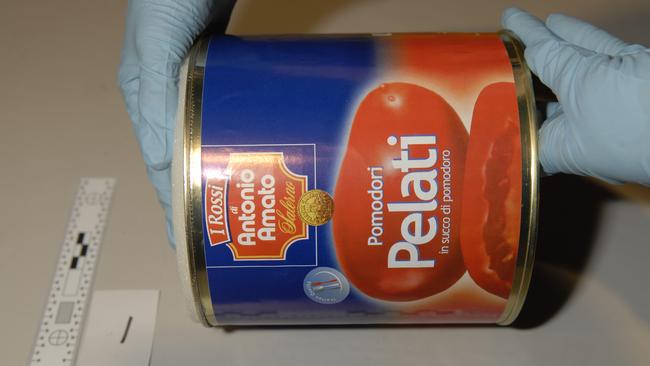 One of the tins used in the attempted smuggling. Picture: AFP