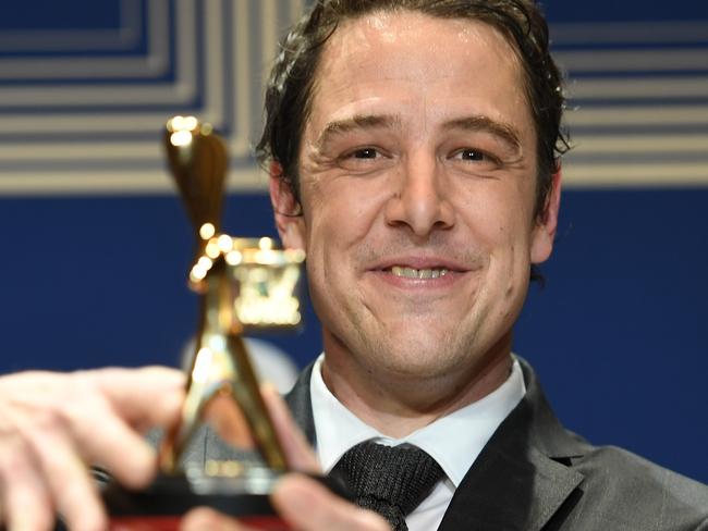 ***RETRANSMISSION*** DATELINE AMENDMENT  Samuel Johnson in the media room after winning the Gold Logie during the 2017 Logie Awards at the Crown Casino in Melbourne, Sunday, April 23, 2017. (AAP Image/Tracey Nearmy) NO ARCHIVING