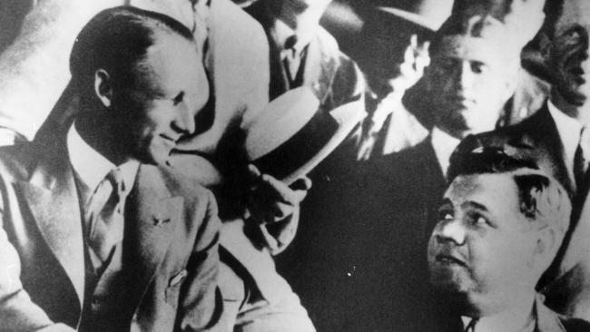Sir Donald Bradman with baseballer Babe Ruth in 1932.