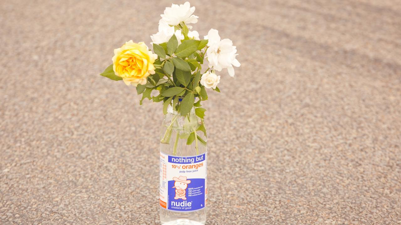 Flowers left as a makeshift tribute at the crash site.