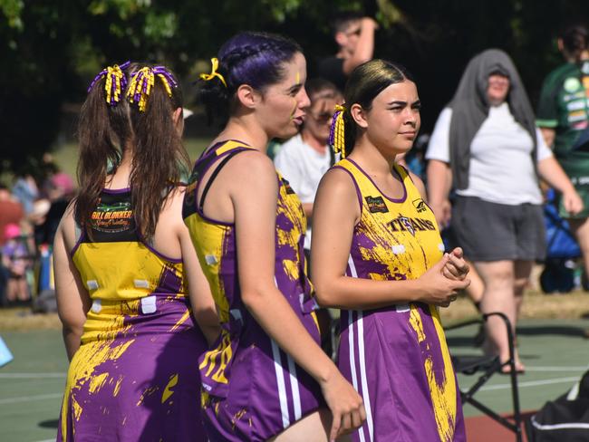 Action from Rockhampton Netball's annual Sullivan's Carnival at Jardine Park, Rockhampton, on May 24, 2025.