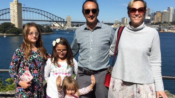 Heading east, Dave Sharma with his wife Rachel and daughters Diana, 11, Estella, 9, and Daphne, 5.