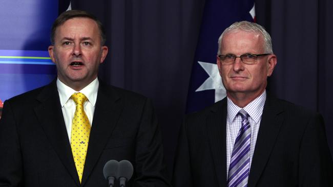 Shadow Infrastructure and Transport Minister Anthony Albanese with CEO of the Australian Rail Track Corporation (ARTC) John Fullerton. 