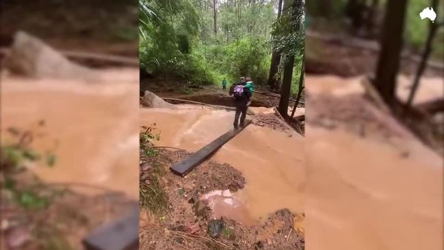 NSW Floods - Archer Family trekking through Upper Lansdowne