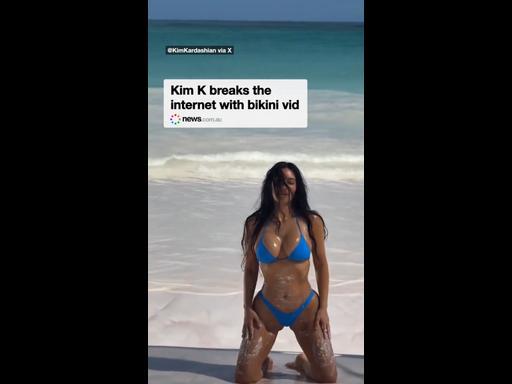 Kim K breaks the internet with bikini vid