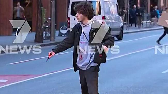 Mert Ney in in Sydney’s CBD yesterday. Picture: 7News