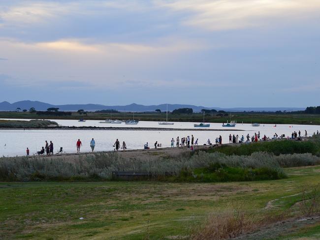 Locals enjoying Werribee South beach on a warm evening. Pictures: Kellie Cameron