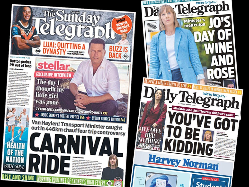 How the Telegraph broke, and continued to roll out the fresh revelations, in the Jo Haylen scandal. Pictures: News Corp