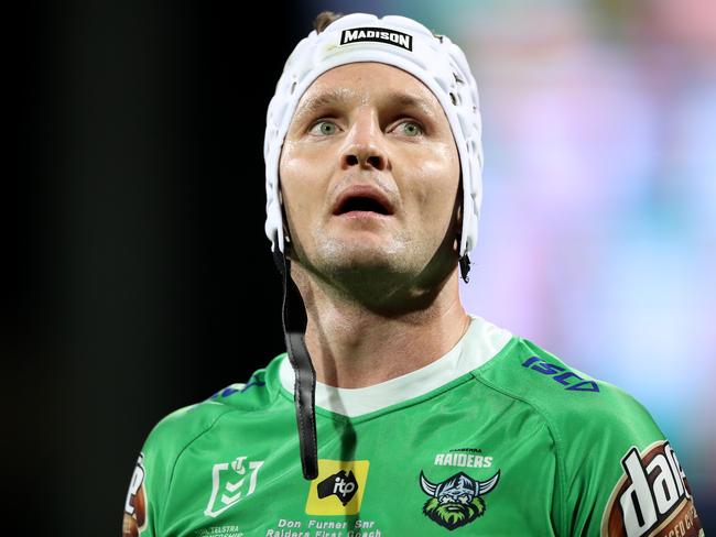 SYDNEY, AUSTRALIA - OCTOBER 09:  Jarrod Croker of the Raiders watches the big screen during the NRL Semi Final match between the Sydney Roosters and the Canberra Raiders at the Sydney Cricket Ground on October 09, 2020 in Sydney, Australia. (Photo by Mark Kolbe/Getty Images)