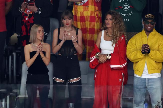 Taylor Swift dressed in Dion Lee at the 2024 Super Bowl. Image credit: Getty Images