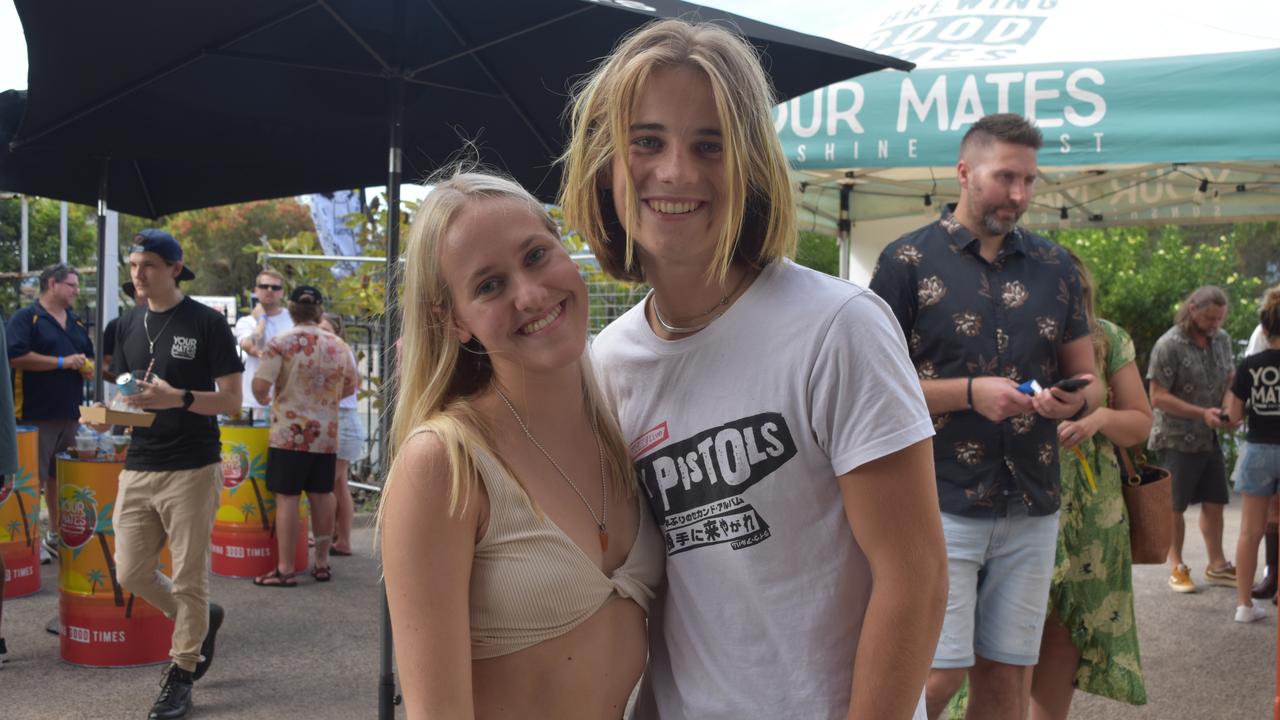 Emma Piggott and Asher Russell at Your Mates Beer Day Out in Warana on December 10, 2022. Picture: Sam Turner