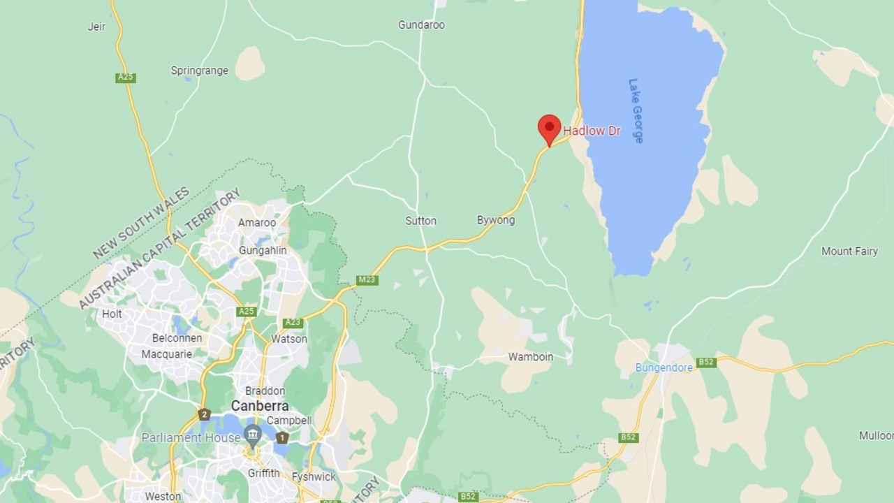 The crash occurred near Lake George, just north of Canberra, shortly before 3:00pm on Friday. Picture: Google Maps