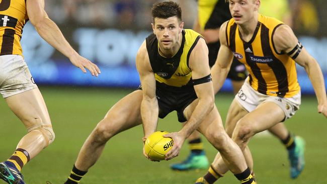 Trent Cotchin had another big night for the Tigers. Picture: Michael Klein