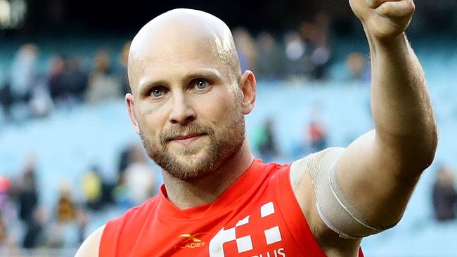 MELBOURNE, AUSTRALIA — JUNE 10: Gary Ablett of the Suns celebrates after the Suns defeated the Hawks during the round 12 AFL match between the Hawthorn Hawks and the Gold Coast Suns at Melbourne Cricket Ground on June 10, 2017 in Melbourne, Australia. (Photo by Robert Cianflone/Getty Images)