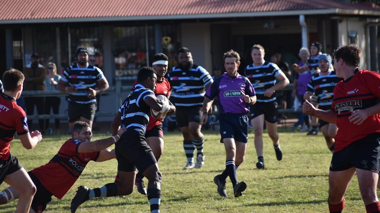 Nemani Matirewa breaks a tackle