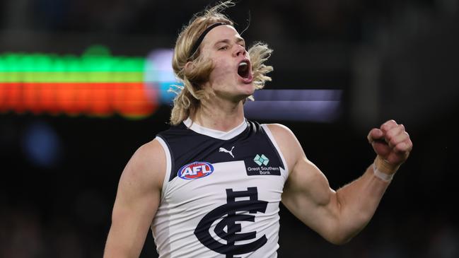 St Kilda great Nick Riewoldt has backed the Saints’ lucrative pursuit of Carlton big man Tom De Koning. Picture: James Elsby/AFL Photos via Getty Images