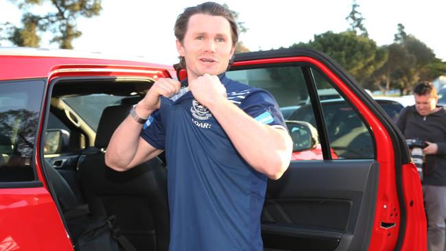 Patrick Dangerfield leaves Simmonds Stadium after his one-week suspension. Picture: Mark Wilson