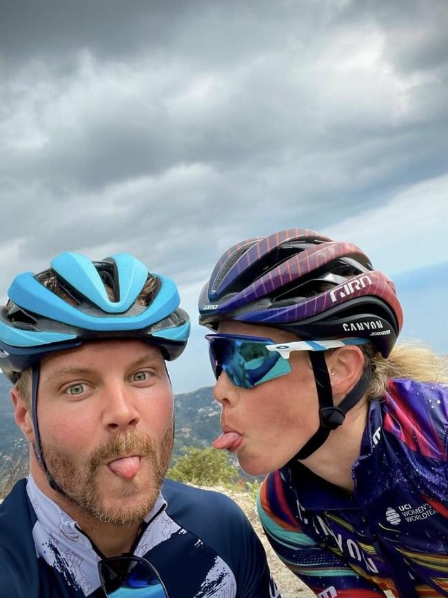 Valtteri Bottas and his girlfriend, Olympic cyclist Tiffany Cromwell. Picture: Instagram