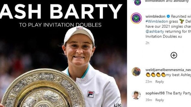 Ash Barty is heading back to Wimbledon