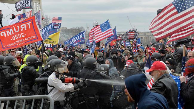 Trump supporters clash with police and security forces at the US Capitol. Picture; AFP.