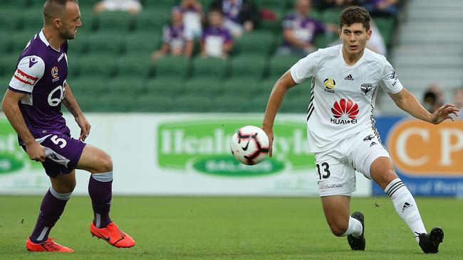 Wellington Phoenix teenager Liberato Cacace, right, has flourished under Mark Rudan’s tutelage this season. Picture: Getty Images