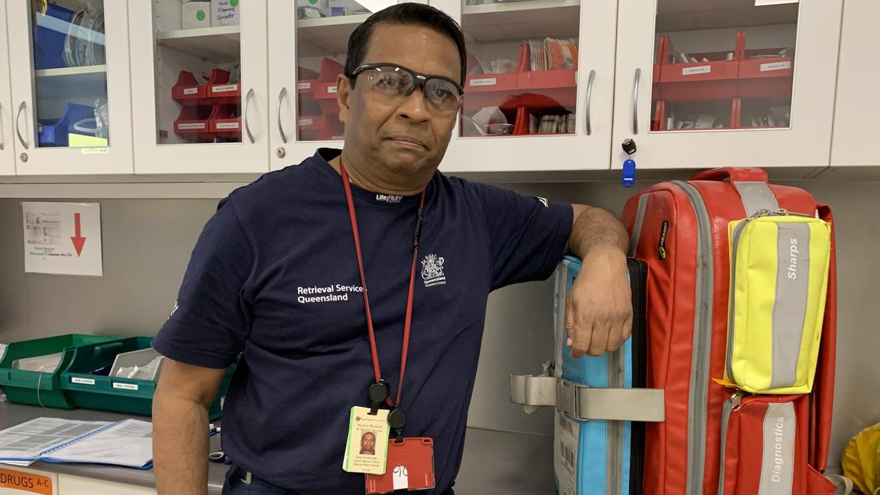 Dr Siva Sivanujan in the doctor’s room at the RACQ CQ Rescue hangar. Picture: Duncan Evans