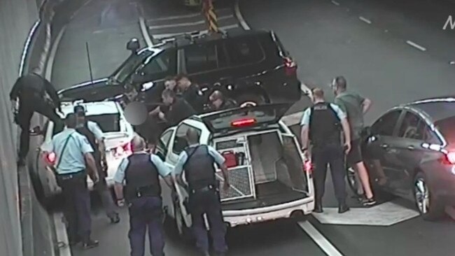Harris was arrest at gunpoint.